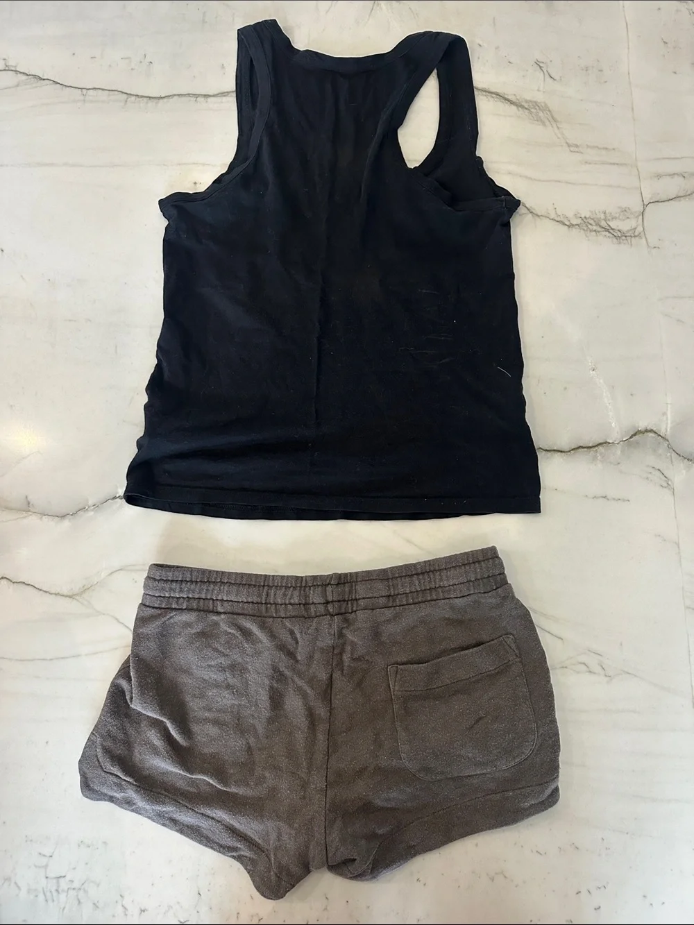 All Saints Black Tank Top with Gray Athletic Shorts Set